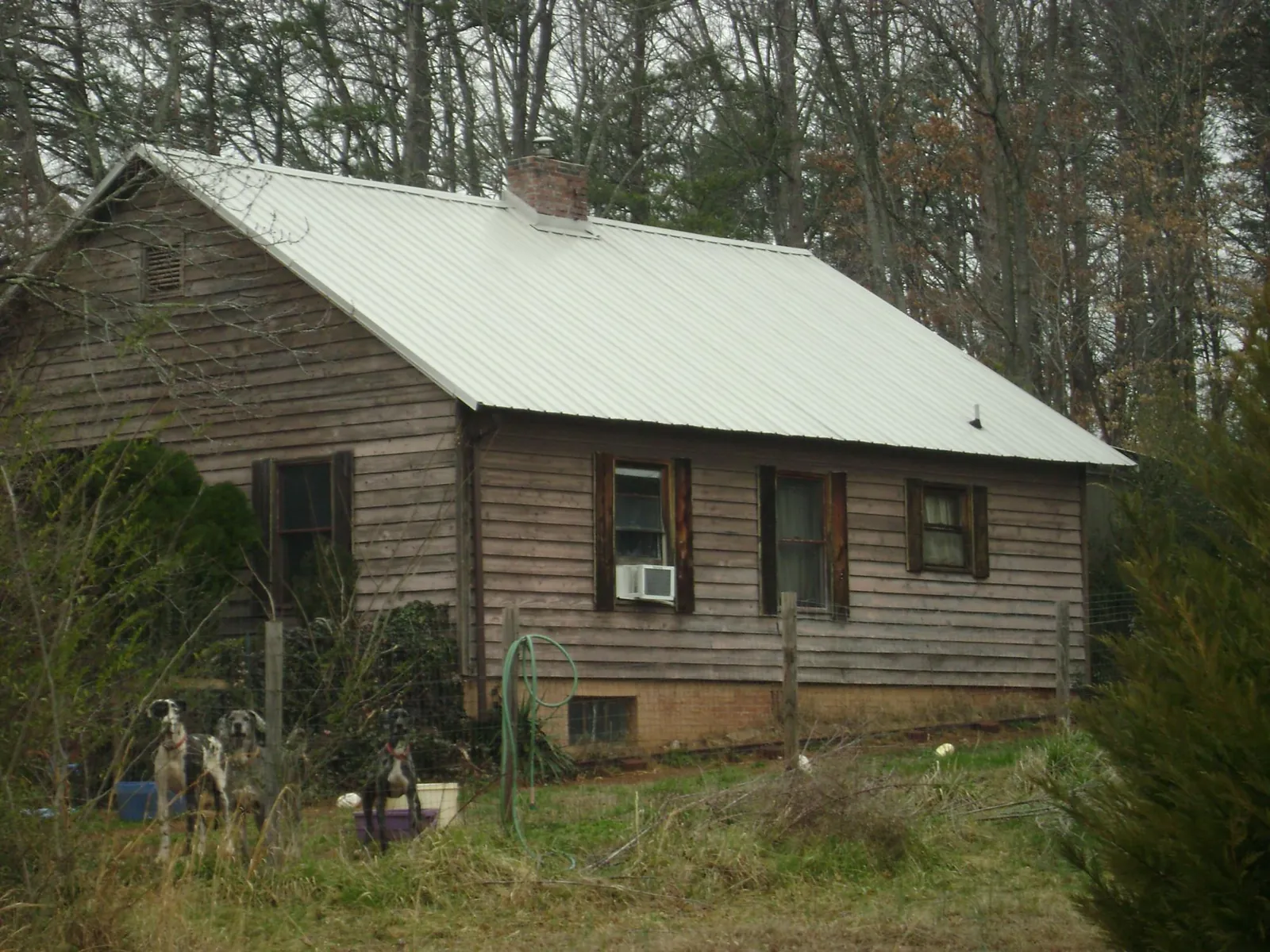 White metal roof on an old wood sided farmhouse, from a Metal Roof Installation job in Western